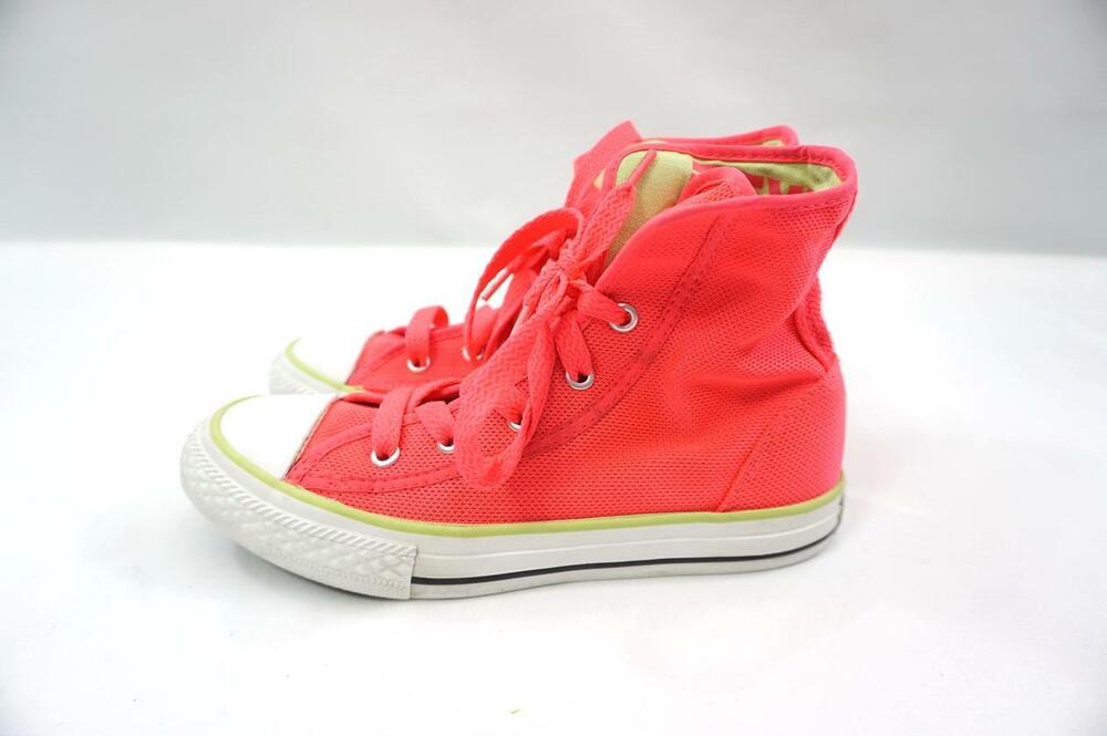 CONVERSE ALLSTAR OX NEON PINK USED YOUTH 1 CHUCK TAYLOR FOLDABL SNEAKERS 351183F
